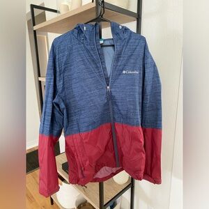 Columbia Red & Blue Rainjacket - Large